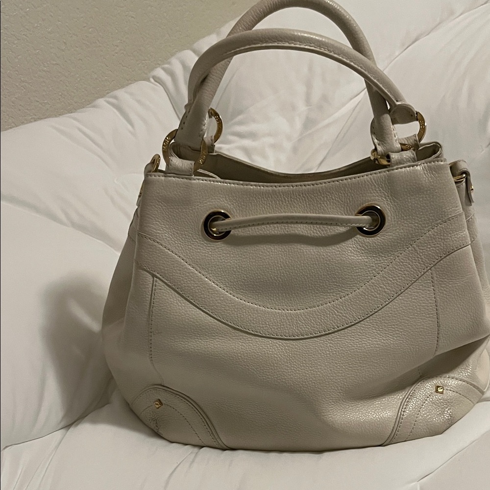 MCM Cream Leather Drawstring Tassel Shoulder Bag - Picture 10 of 14